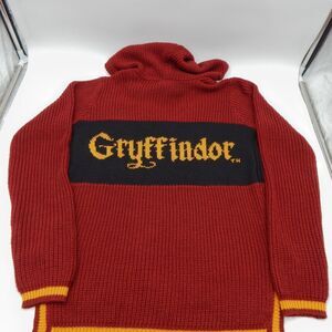Harry Potter Knit Red Long Sleeve Pullover Hoodie V-Neck Gryffindor House Small